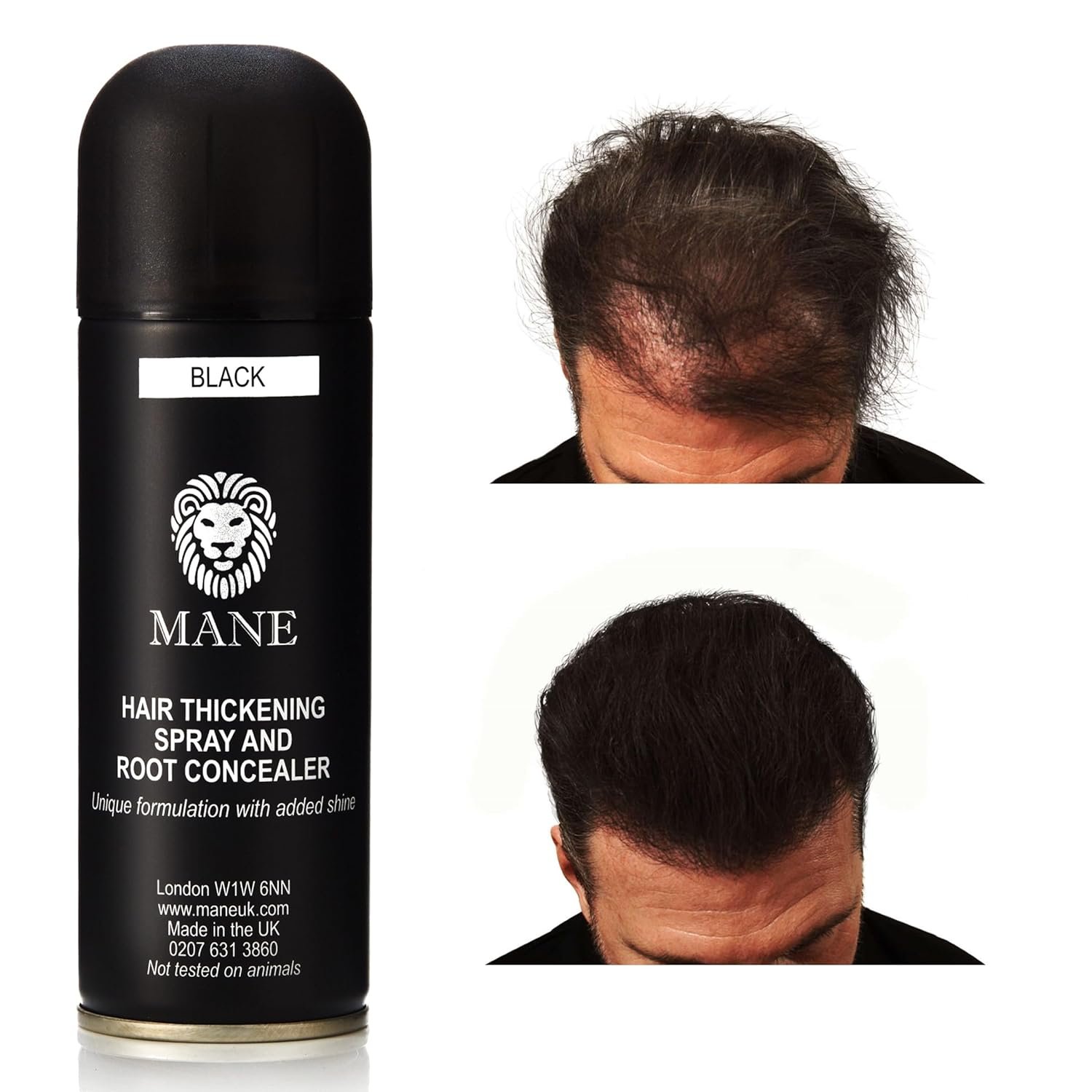 MANE Hair Thickening Fiber Spray (200 ml, Black) - Image 5