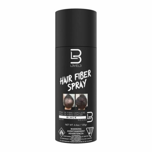 Level 3 Black Hair Fiber Spray – Covers Bald Spots & Thinning Hair – Instant Gray Coverage & Thicker Hair Appearance