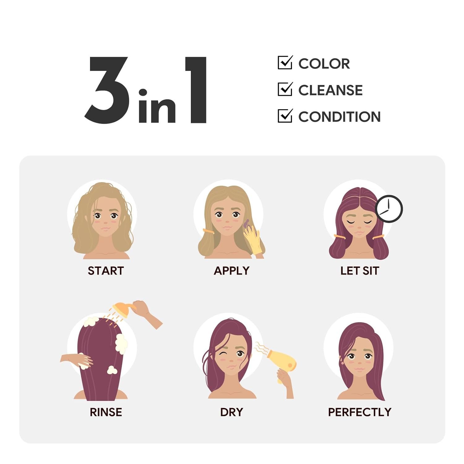 Semi-permanent Hair Color Shampoo, 7-Oz Color Depositing Conditioner, Temporary Hair Color Dye for Women & Men, Prevent Fading (Vampire Red) - Image 6