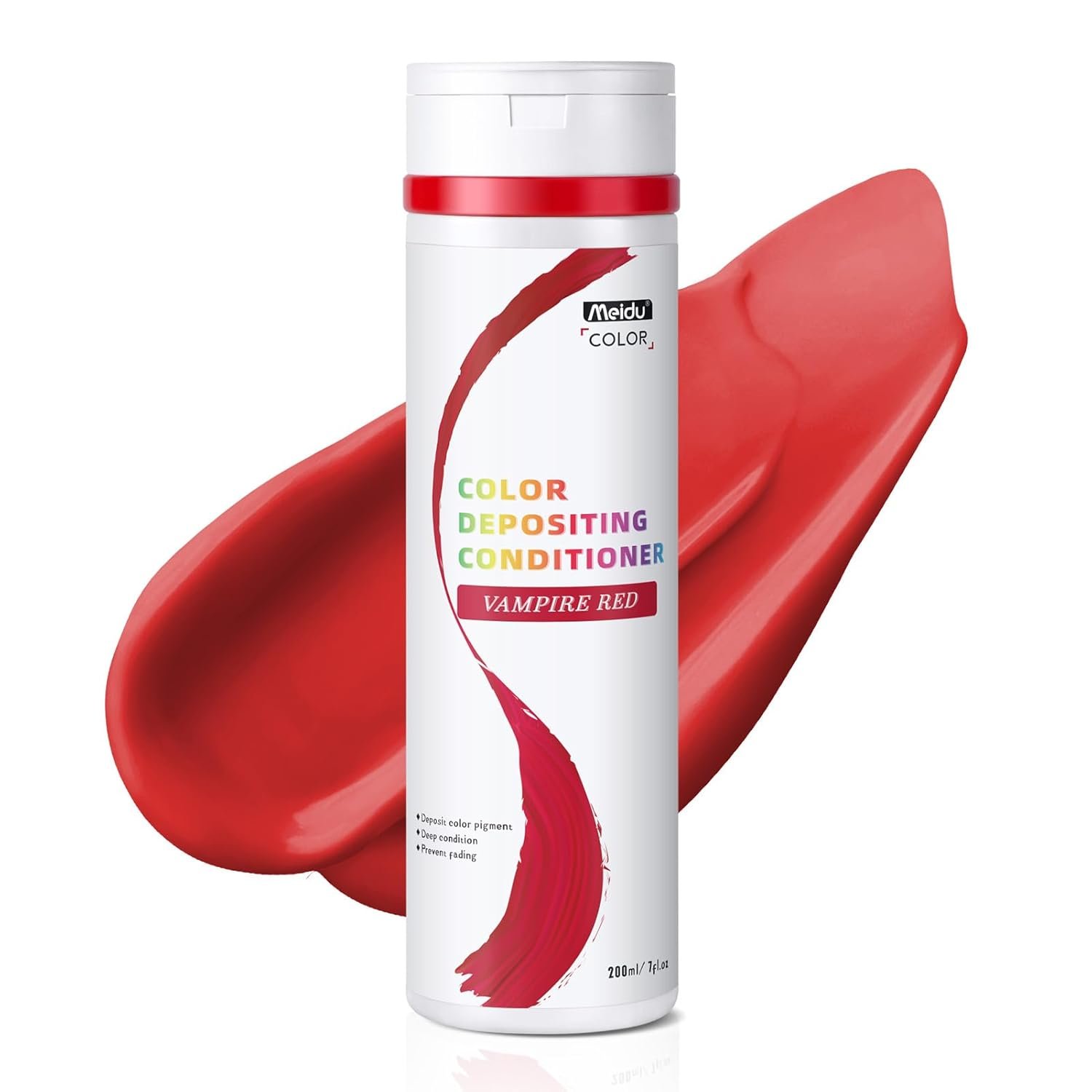 Semi-permanent Hair Color Shampoo, 7-Oz Color Depositing Conditioner, Temporary Hair Color Dye for Women & Men, Prevent Fading (Vampire Red)