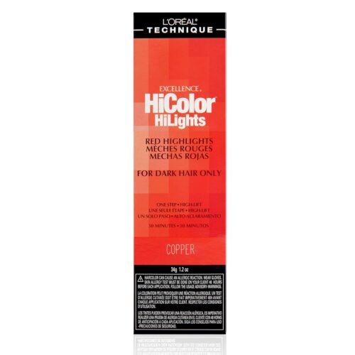 L’Oreal Technique HiColor Red HiLights Permanent Hair Color For Dark Hair – Intense Red Highlights, No Pre-Lightening Required, No-Drip Creme and Color Resists Fading