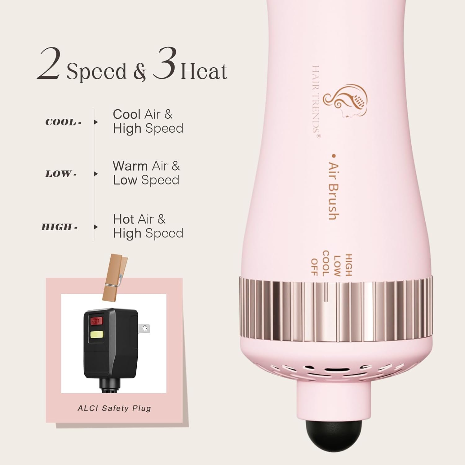 Dual Voltage Travel Hair Dryer Brush, Mini Hot Air Brush Styler & Dryer for European Travel, Hair Trends Nano Titanium 2 Inch One Step Hair Dryer and Styler Volumizer Oval Shape - Image 4