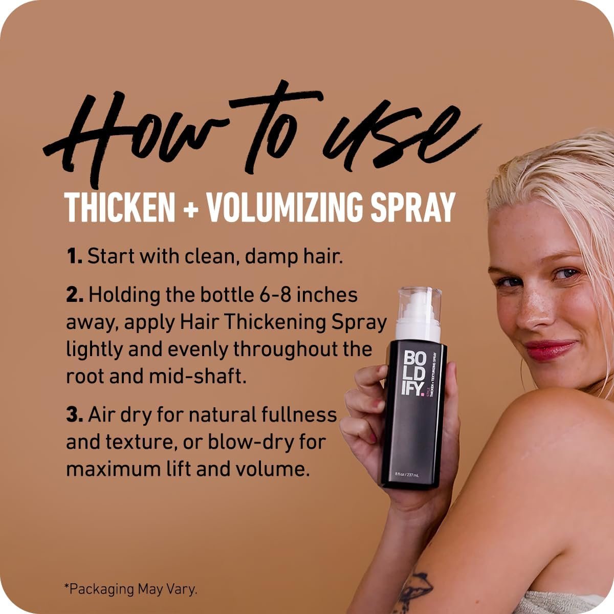 Boldify Hair Thickening Spray - Volume Booster - Stylist-Recommended Texture Spray for Hair Women & Men - 8oz - Image 7