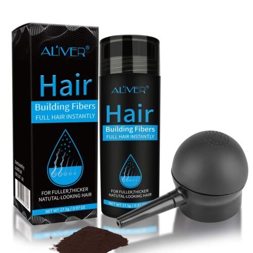 Hair Building Fibers with Spray, Hair Thickening Fibers for Thinning Hair & Bald Spots Thicker Fuller Hair in 15 Seconds Suitbable for Man and Woman 0.97Oz(Dark Brown)