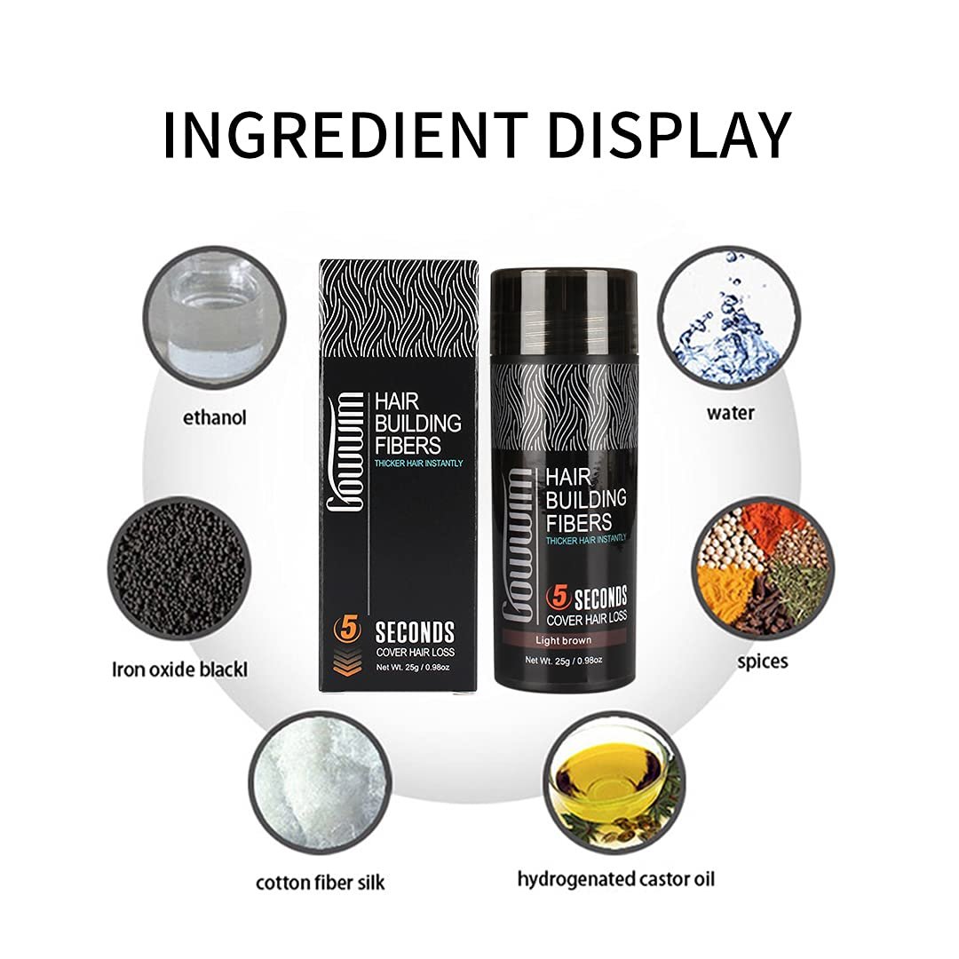 GOWWIM Hair Thickening Fibers 2-in-1 Kit Keratin Building Fibers, Spray Applicator & Hold Spray - Instantly Volumize Sparse Areas (Black) - Image 8
