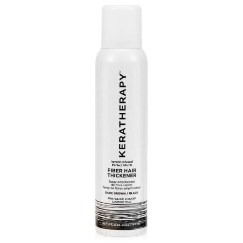 Keratherapy Keratin Infused Perfect Match Fiber Hair Thickener Spray, Dark Brown to Black, 4 fl. oz., 140 ml – Volumizing, Thickening, & Concealing Hairspray for Scalp Coverage, Roots & Thinning Areas