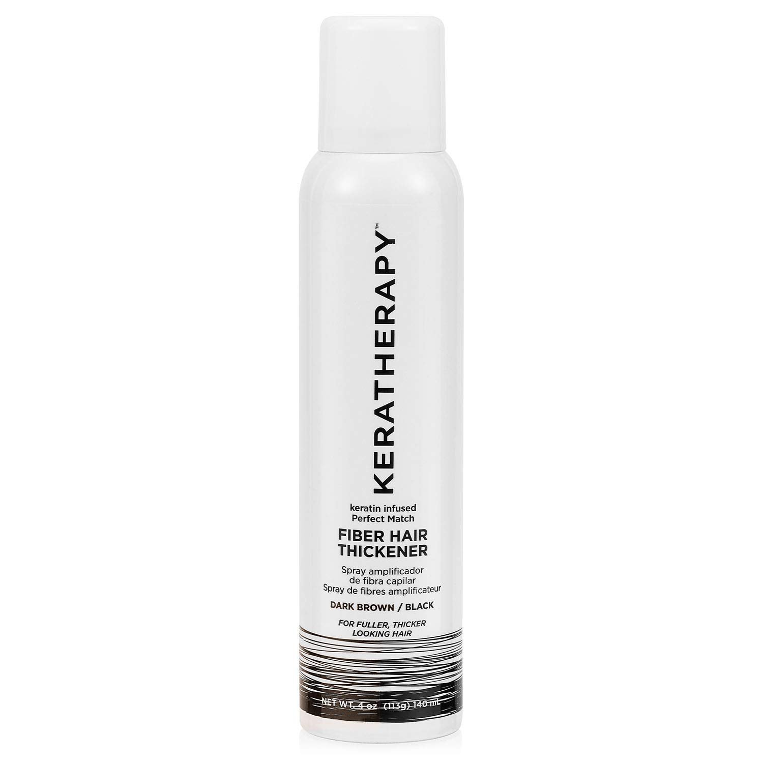 Keratherapy Keratin Infused Perfect Match Fiber Hair Thickener Spray, Dark Brown to Black, 4 fl. oz., 140 ml - Volumizing, Thickening, & Concealing Hairspray for Scalp Coverage, Roots & Thinning Areas
