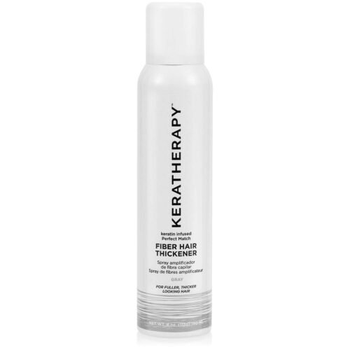 Keratherapy Keratin Infused Perfect Match Fiber Hair Thickener Spray, Gray, 4 fl. oz., 140 ml – Volumizing, Thickening, & Concealing Hairspray for Scalp Coverage, Roots & Thinning Areas
