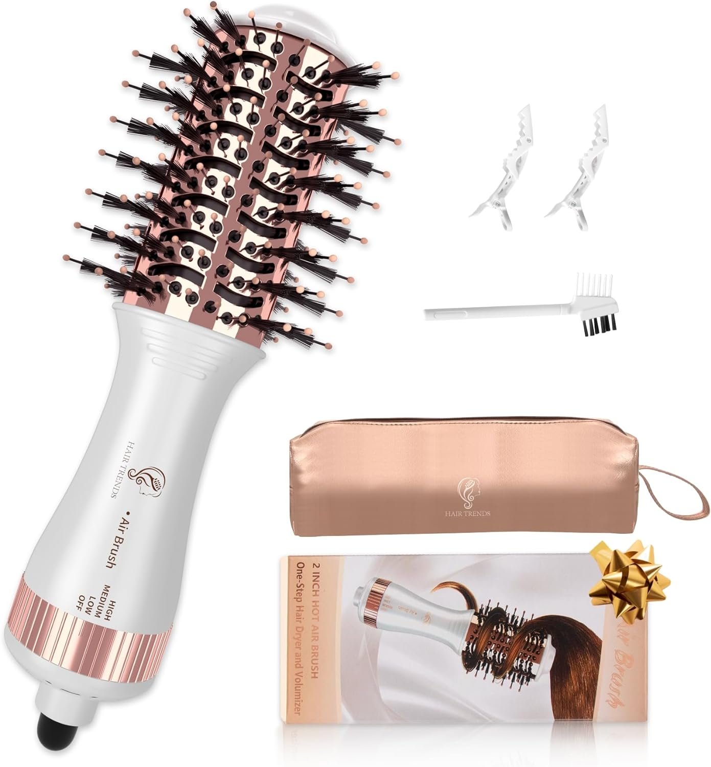 Travel Hair Dryer Brush, Nano Titanium 2 Inch One Step Hair Dryer & Styler Volumizer, Mini Oval Hot Air Brush, White and Rose Gold, HB004 - Image 9