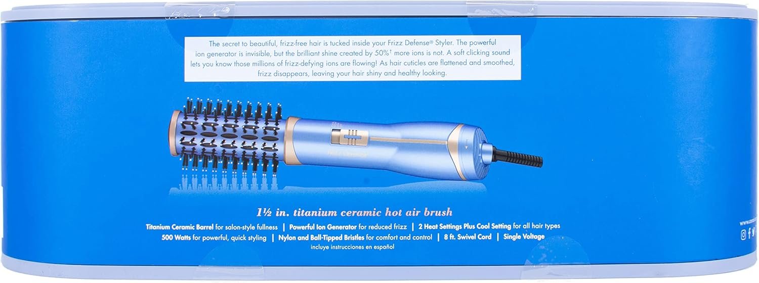 Conair Nano Titanium Ceramic Frizz Defense 1½” (38 mm) Compact Lightweight Hot Air Styling Curl, Straighten, Waver Brush - BC850 - Image 7