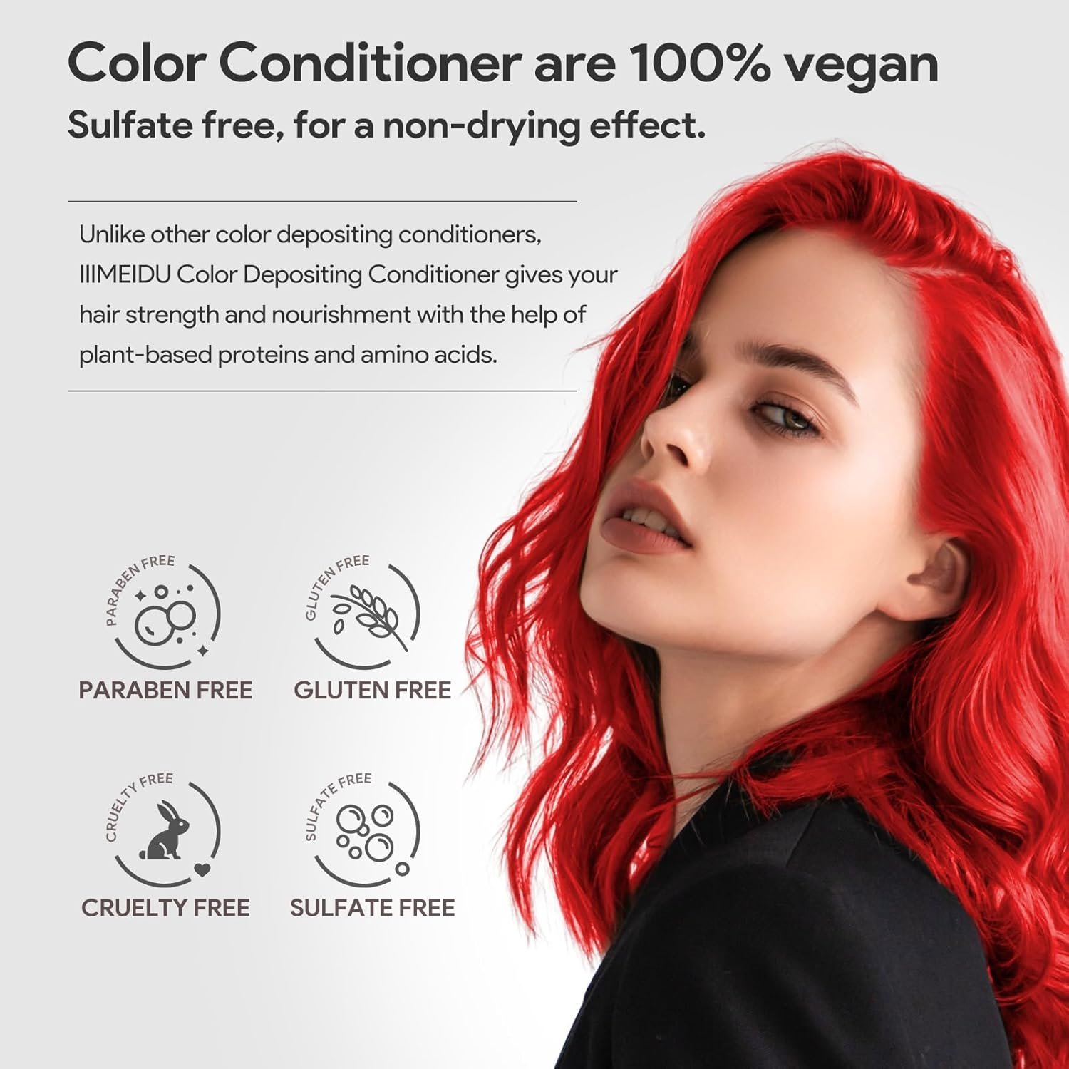 Semi-permanent Hair Color Shampoo, 7-Oz Color Depositing Conditioner, Temporary Hair Color Dye for Women & Men, Prevent Fading (Vampire Red) - Image 4