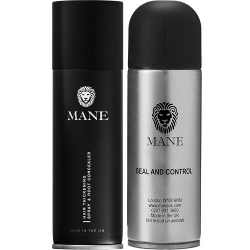 Mane Hair Thickening Spray & Root Touch Up, Seal & Control Combo Pack, Instantly Thicker Hair for Men & Women, Fill in Hairlines and Hide Thinning and Fine Patches – Dark Brown, 12 Colors (6.76 oz)