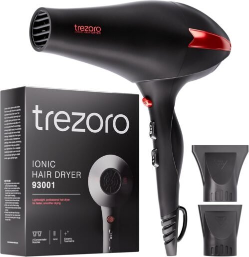 Professional Ionic Hair Dryer for Salon – 2200W Powerful Blow Dryer – Lightweight Travel for Normal & Curly Hair Includes Volume Styling Nozzle
