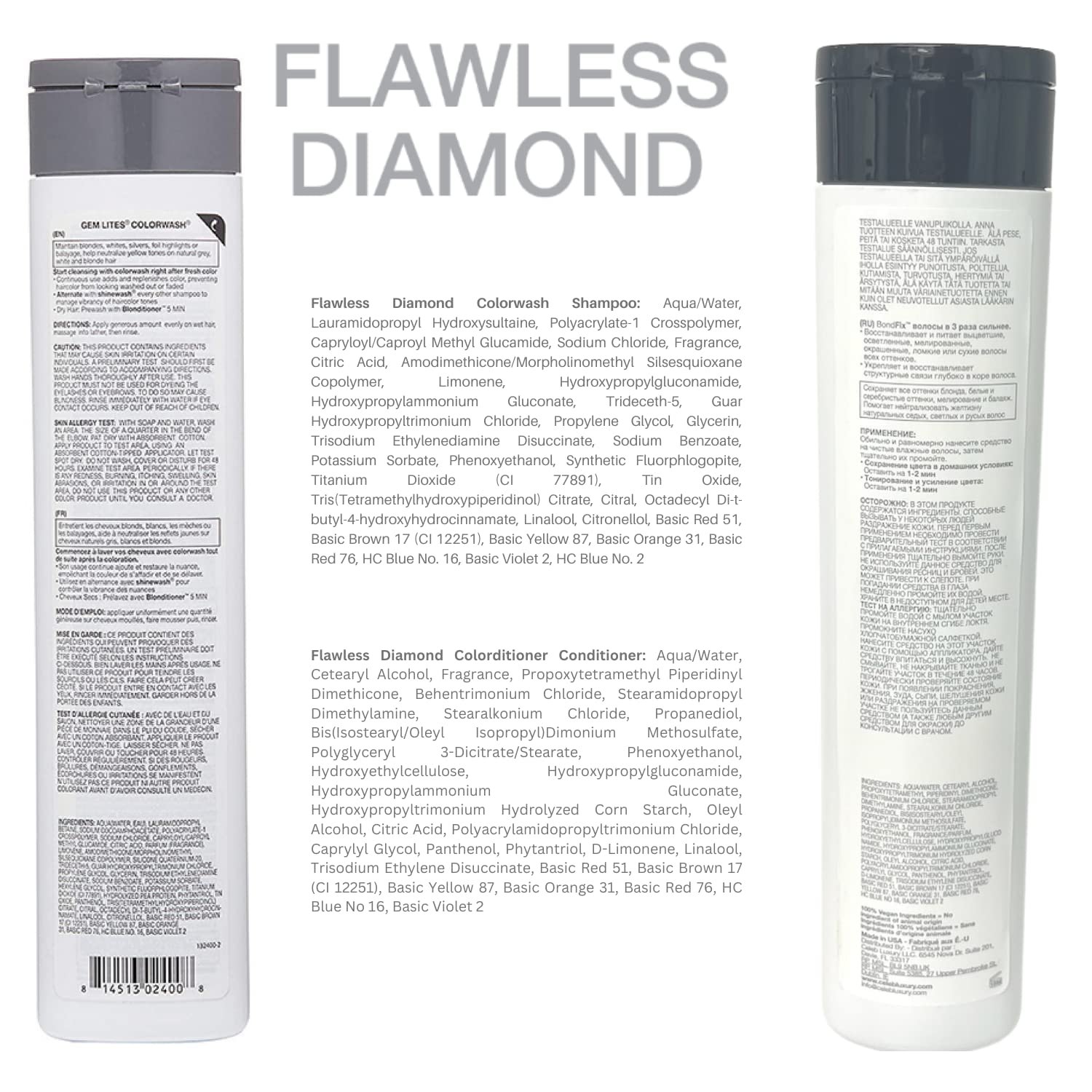 Celeb Luxury Gem Lites Duo Color Depositing Colorwash Shampoo & Conditioner Set + Bondfix Bond Rebuilder, Semi Permanent Hair Color, Vegan Hair Dye, Flawless Diamond - Image 2