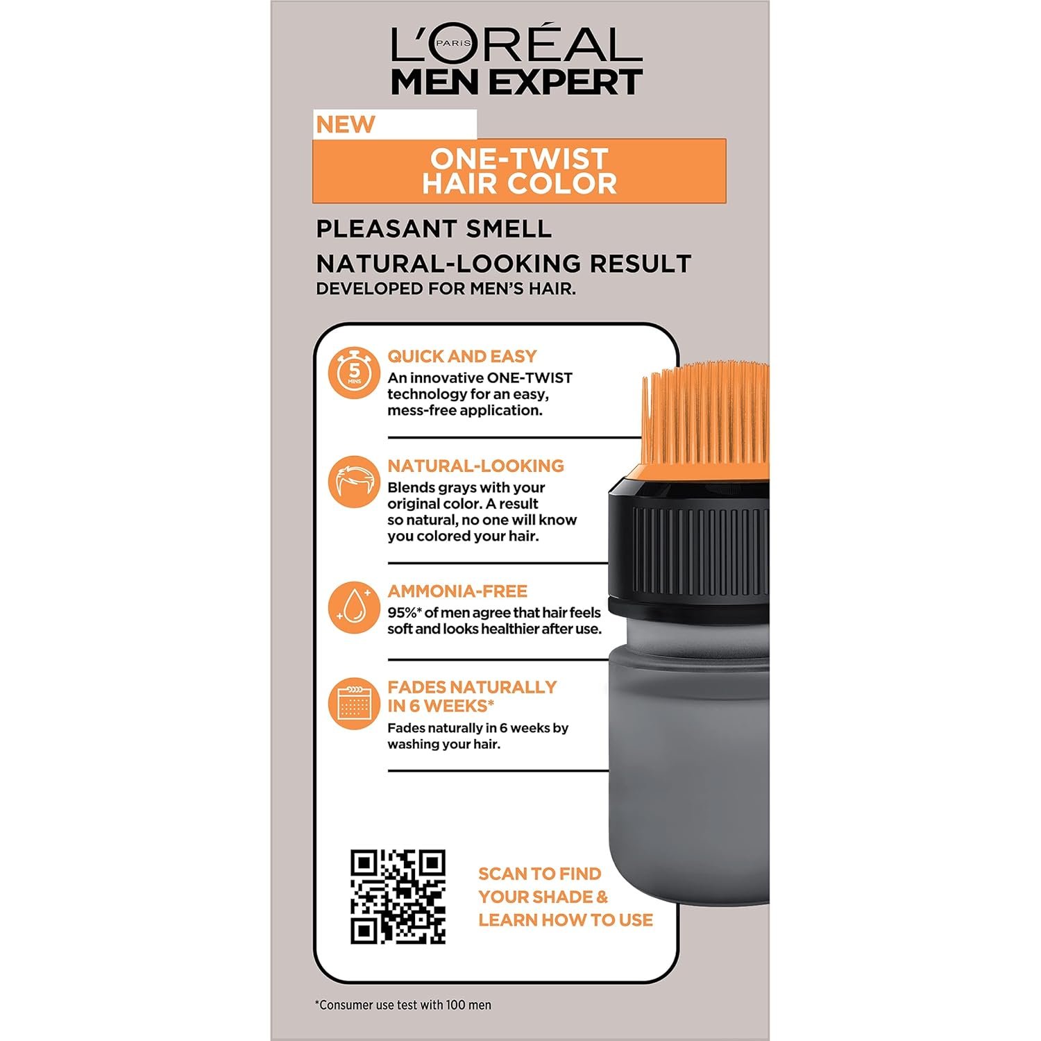L’Oréal Paris Men Expert One Twist Mess Free Permanent Hair Color, Mens Hair Dye to Cover Grays, Easy Mix Ammonia Free Application, Dark Brown 03, 1 Application Kit - Image 2
