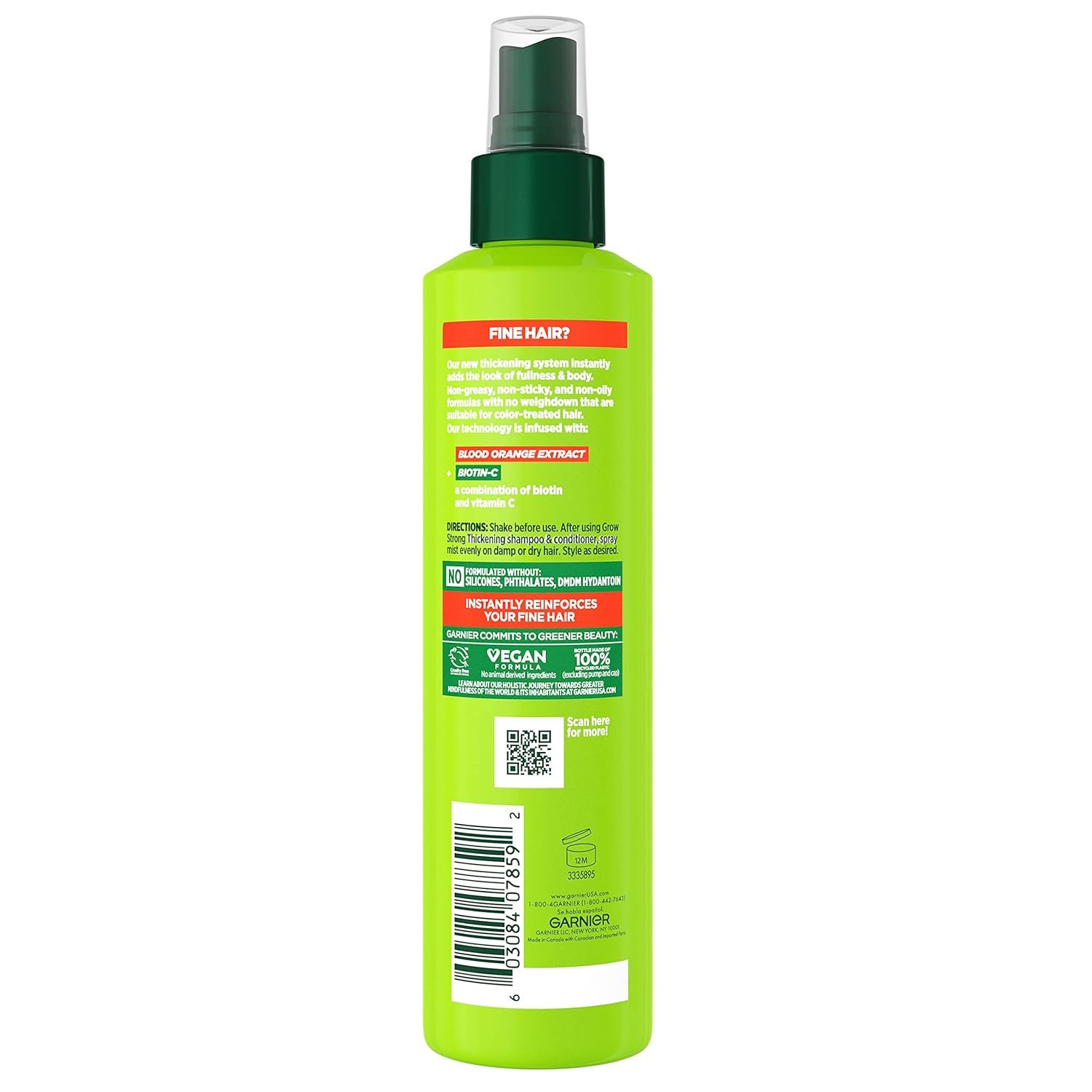 Garnier Fructis Grow Strong Thickening 10-in-1 Spray, Biotin-C, 8.1 Fl Oz, 1 Count (Packaging May Vary) - Image 2