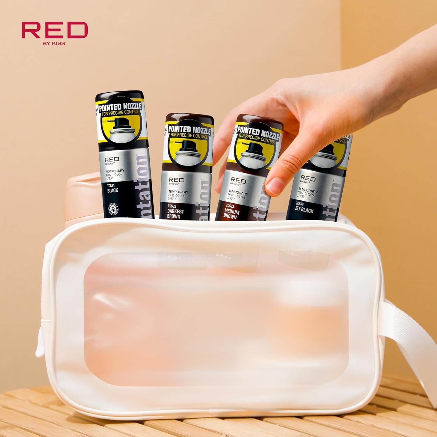 RED by Kiss 1.5OZ. Tintation Temporary Hair Color Spray, Instant Gray Root Cover Up, Water-Resistant, Smudge-Proof, Hairline & Barber Touch-Up, Quick Dry, Travel Size Spray (Medium Brown) - Image 7