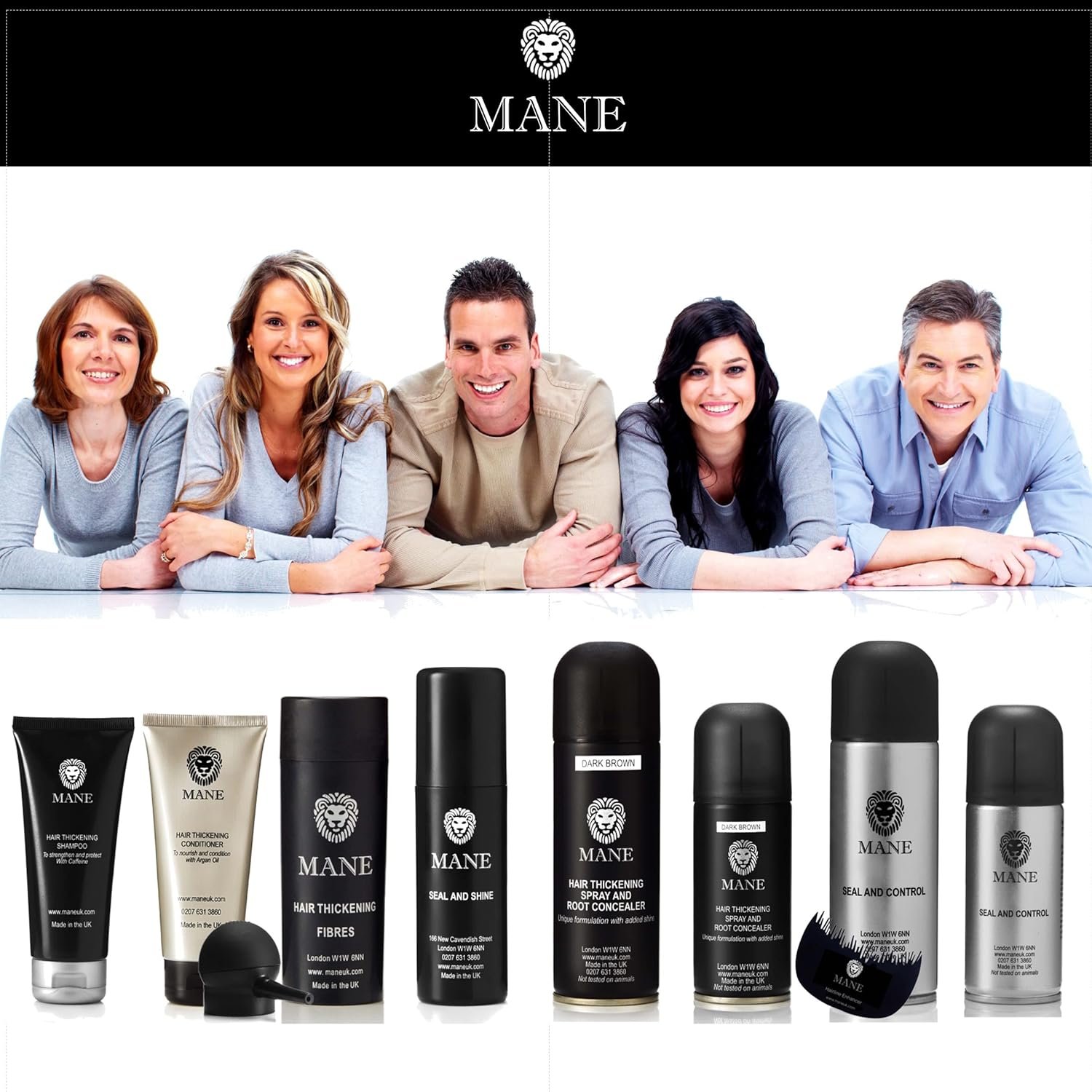 MANE Hair Thickening Fiber Spray (200 ml, Black) - Image 4