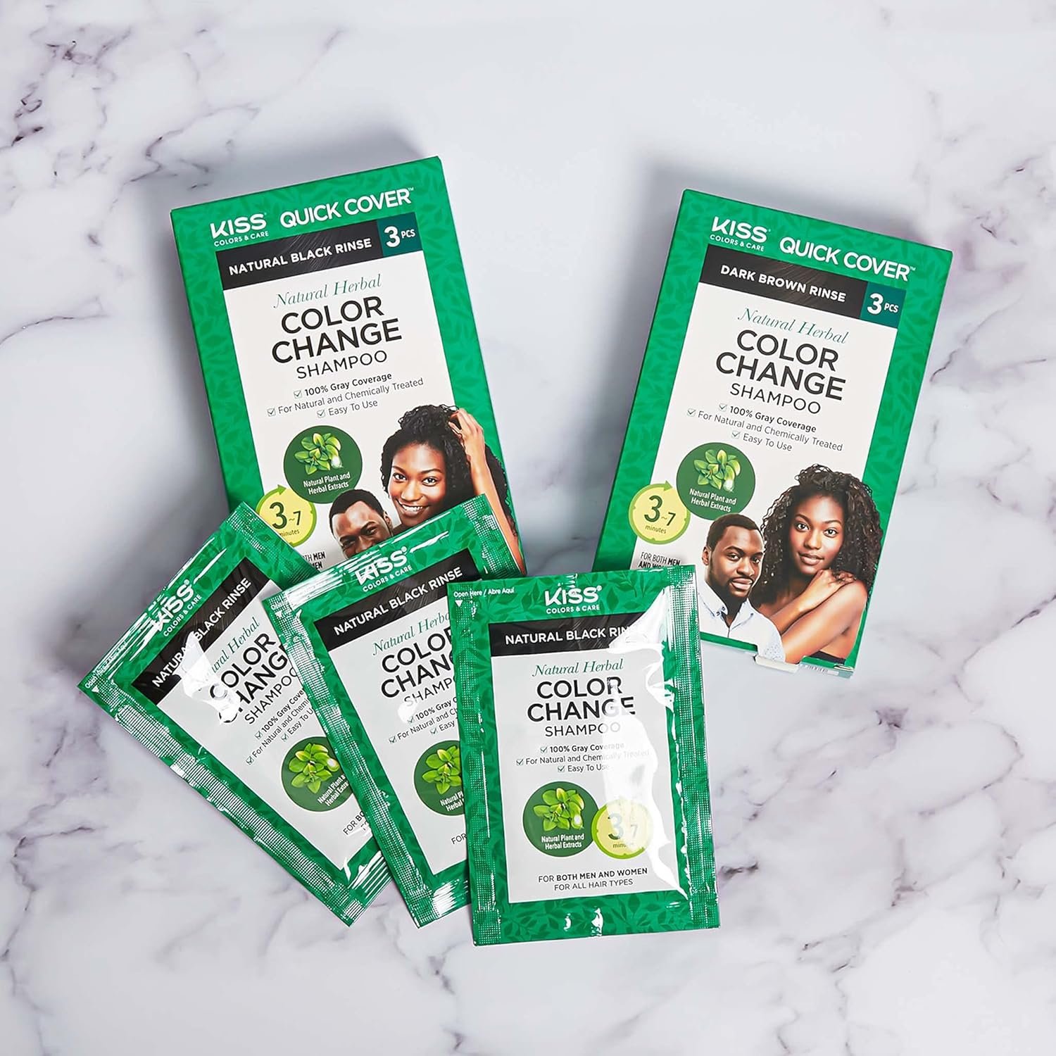 KISS Red Quick Cover Natural Herbal Color Change Shampoo 3 Pouches (1 PACK, Dark Brown) - Image 7