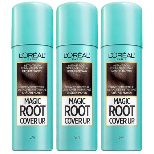 L’Oreal Paris Root Cover Up Hair Color Touch Up Spray, Medium Brown, 2 Ounce (Pack of 3)