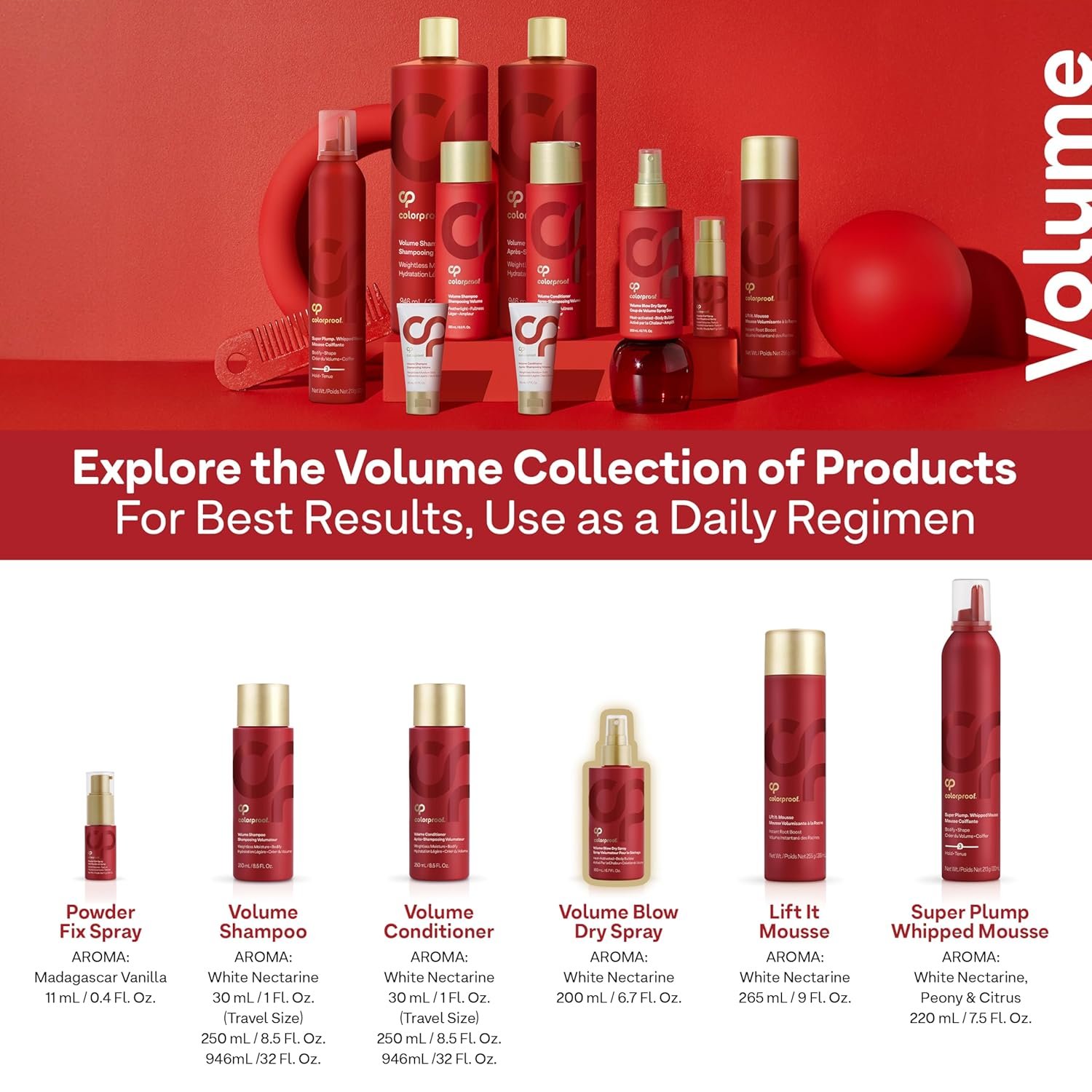 Colorproof Volume Blow Dry Spray Primer 6.7 Fl. Oz. Volumizing Heat Protection Spray for Hair, White Nectarine Scent - Image 8