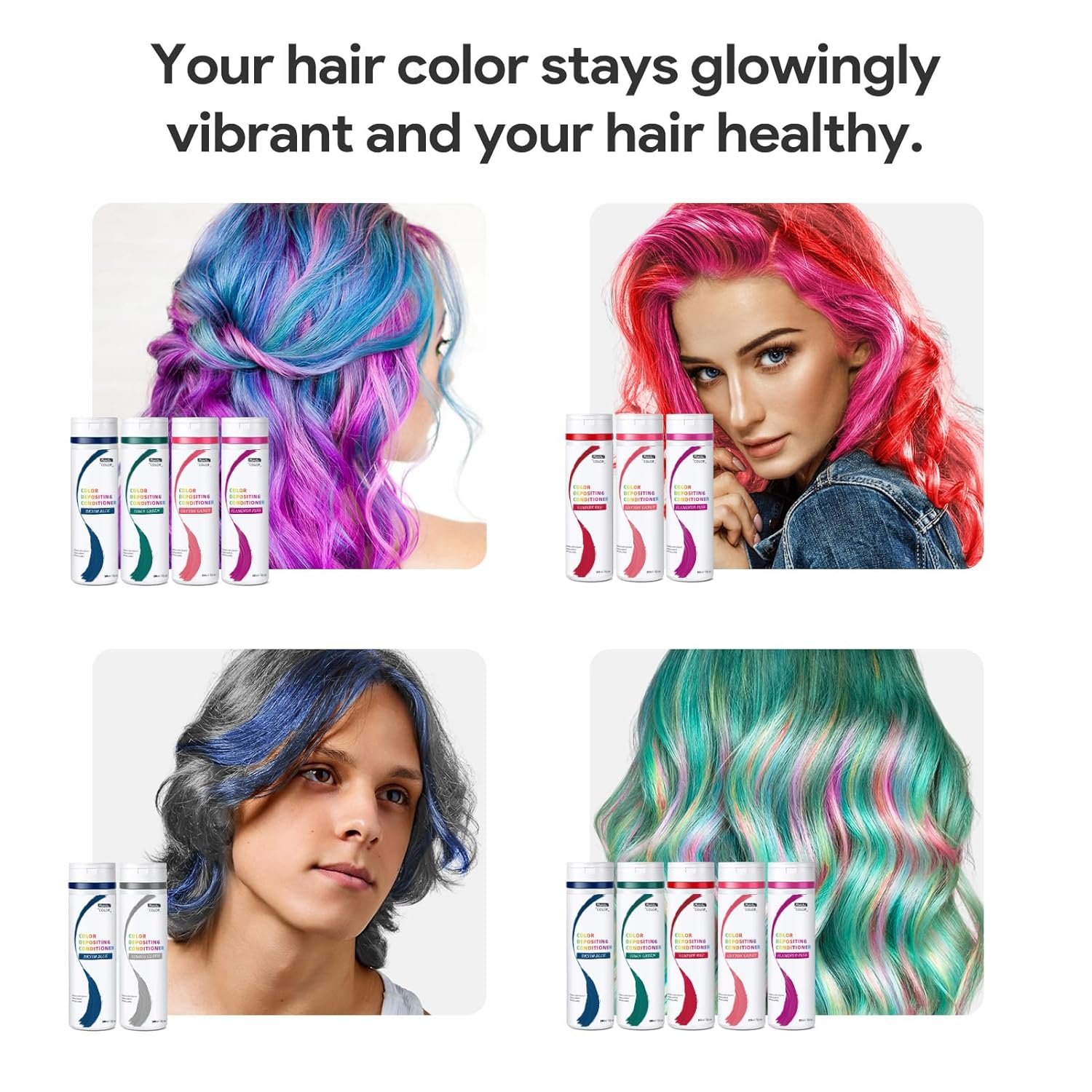 Semi-permanent Hair Color Shampoo, 7-Oz Color Depositing Conditioner, Temporary Hair Color Dye for Women & Men, Prevent Fading (Vampire Red) - Image 5