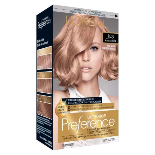 L’Oreal Paris Superior Preference Fade-Defying + Shine Permanent Hair Color, 8RB Medium Rose Blonde, Pack of 1, Hair Dye