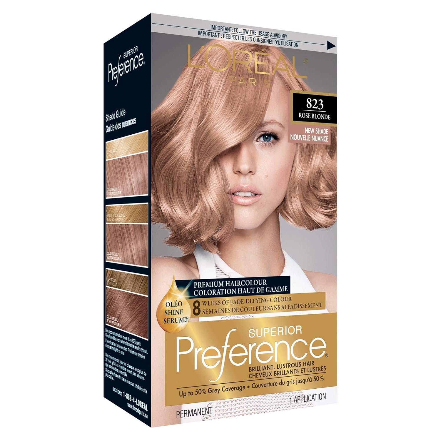 L'Oreal Paris Superior Preference Fade-Defying + Shine Permanent Hair Color, 8RB Medium Rose Blonde, Pack of 1, Hair Dye