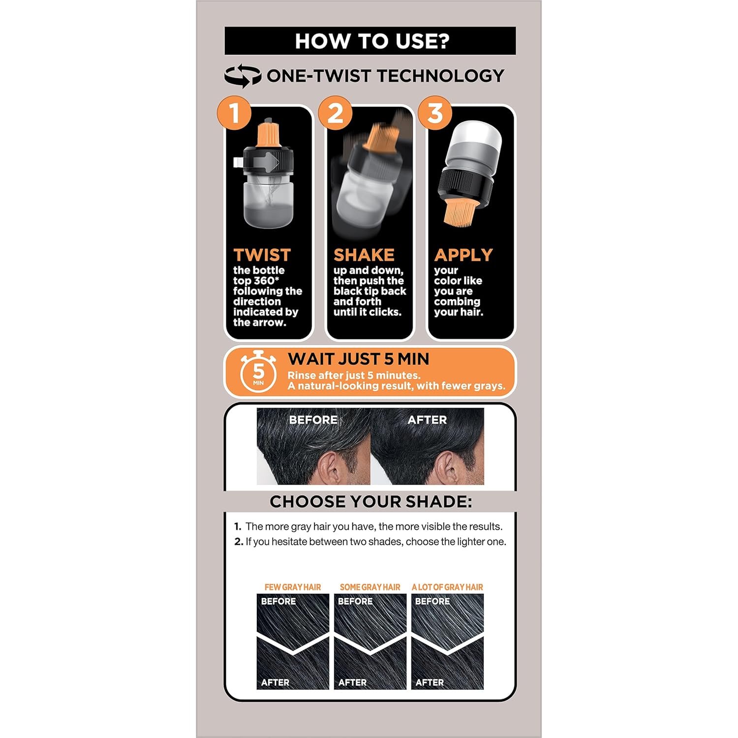 L’Oréal Paris Men Expert One Twist Mess Free Permanent Hair Color, Mens Hair Dye to Cover Grays, Easy Mix Ammonia Free Application, Dark Brown 03, 1 Application Kit - Image 10