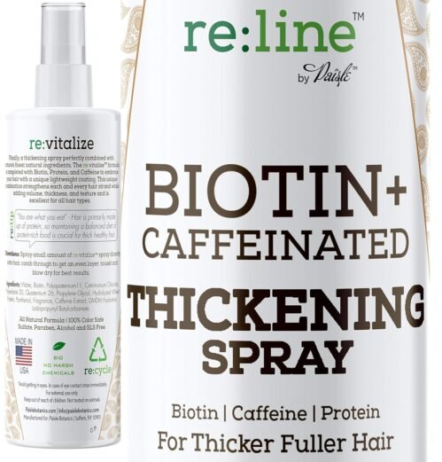 Biotin Hair Thickening Spray for Volume and Growth – NATURAL Volumizer with CAFFEINE for Thicker, Fuller Hair in Seconds