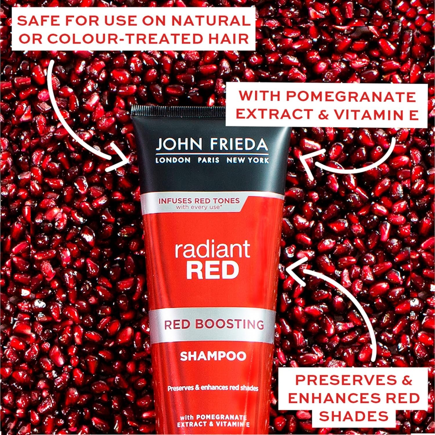 John Frieda Radiant Red, Color Boosting Shampoo, Enhances, Protects, & Hydrates with Pomegranate Extract and Vitamin E for Natural or Color-Treated Hair, 8.3 Oz - Image 11