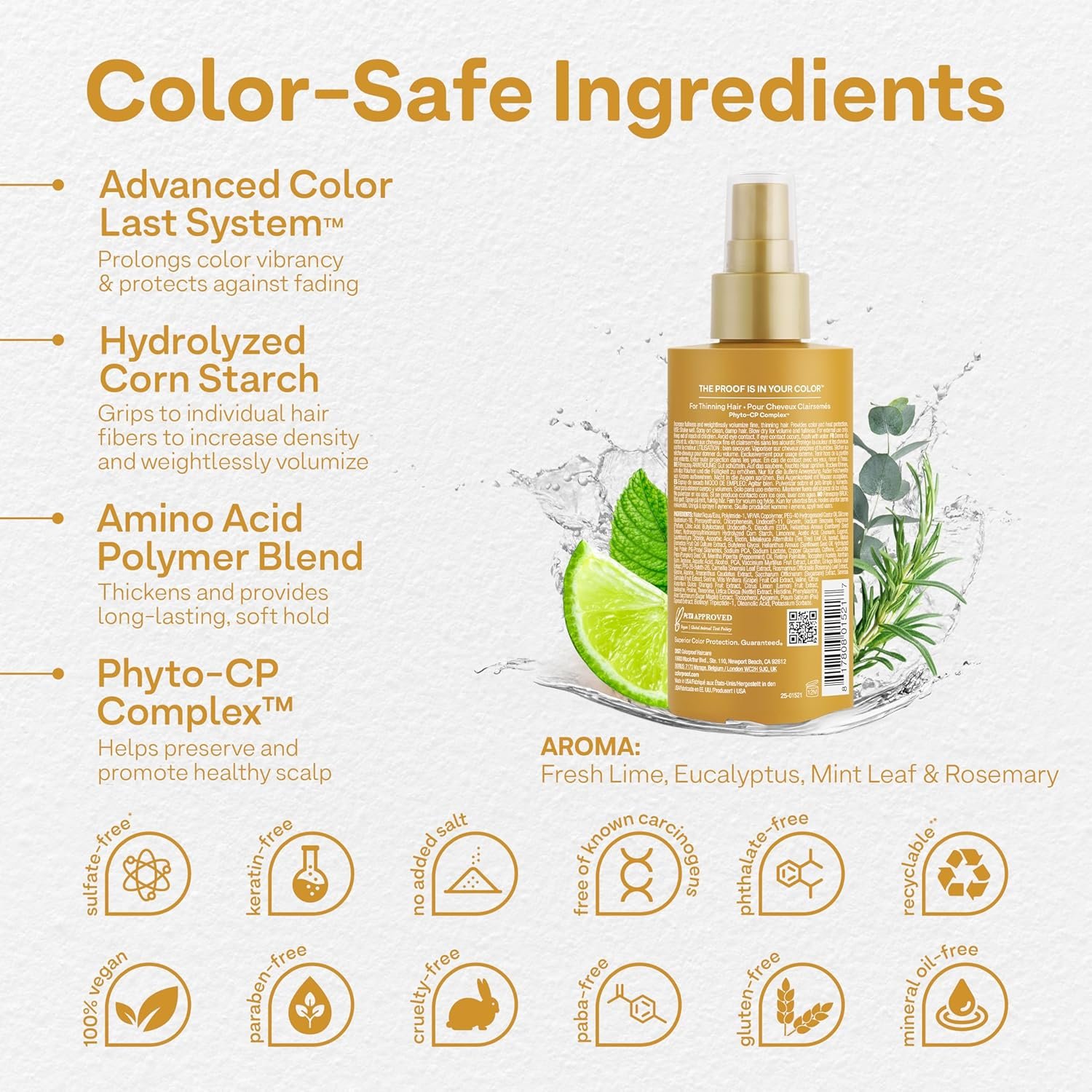 ColorProof Biorepair Thicken Blow Dry Spray 6.7 Fl. Oz. Volumizing Hair Prep Spray for Fine, Thinning Hair w/Fresh Lime, Eucalyptus, Mint Leaf & Rosemary Scent, Color & Heat Protection - Image 3