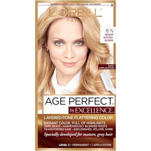 L’Oreal Paris Excellence Age Perfect Layered Tone Flattering Color, 8N Medium Natural Blonde Set (Packaging May Vary)